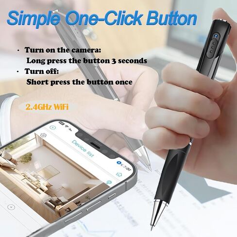 1080P WiFi Camera Pen, 32GB Card Included Portable Hidden Cam | Motion Detection Alert, Quick Start,WiFi & AP Hotpot, 250mAh Battery, Remote Viewing, 100° Angle, No Audio in Saudi Arabia