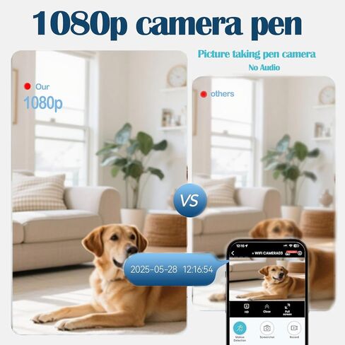1080P WiFi Camera Pen, 32GB Card Included Portable Hidden Cam | Motion Detection Alert, Quick Start,WiFi & AP Hotpot, 250mAh Battery, Remote Viewing, 100° Angle, No Audio in Kuwait