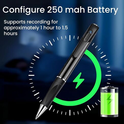 1080P WiFi Camera Pen, 32GB Card Included Portable Hidden Cam | Motion Detection Alert, Quick Start,WiFi & AP Hotpot, 250mAh Battery, Remote Viewing, 100° Angle, No Audio in Kuwait