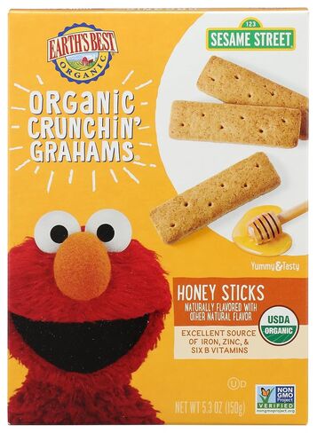 Earth's Best Organic Sesame Street Toddler Crunchin' Grahams, Honey Sticks, 5.3 oz. Box in Kuwait