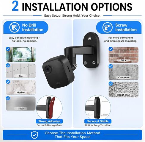 2 Pack 360 Degree Adjustable Adhesive Mount for All-New Blink Outdoor (4th Gen,3rd Gen) Blink XT / XT2, Blink Mini Camera Mounting Bracket, Wall Mount in Kuwait
