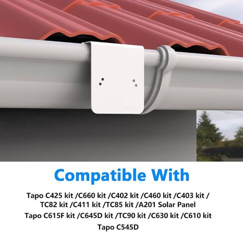 Gutter Mount Compatible with TP-Link Tapo C660 C615F C645D C402 C403 C460 C425 C630 C411 C610 TC82 TC90 TC85 KIT C675D KIT Solar Cameras and C545d,Tapo A201 Solar Panel Camera (White) in Kuwait
