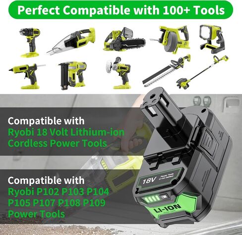 2Packs Upgraded 8.0Ah Replacement for Ryobi 18V Battery Compatible with 18 Volt Lithium Battery P108 P102 P103 P104 P105 P107 P109 P122 Cordless Power Battery Tools in Saudi Arabia
