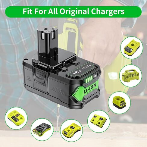 2Packs Upgraded 8.0Ah Replacement for Ryobi 18V Battery Compatible with 18 Volt Lithium Battery P108 P102 P103 P104 P105 P107 P109 P122 Cordless Power Battery Tools in Kuwait