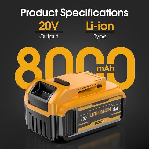 4 Pack 8.0ah Replacement for dewalt 20v max Battery Lithium | | Compatible with DCB208 DCB200 DCB206 DCB205 DCB203 Apply dewalt 20v max Cordless Power Tools in Kuwait
