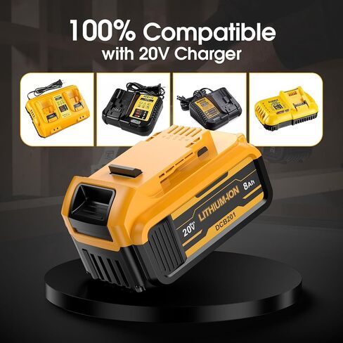 4 Pack 8.0ah Replacement for dewalt 20v max Battery Lithium | | Compatible with DCB208 DCB200 DCB206 DCB205 DCB203 Apply dewalt 20v max Cordless Power Tools in Kuwait