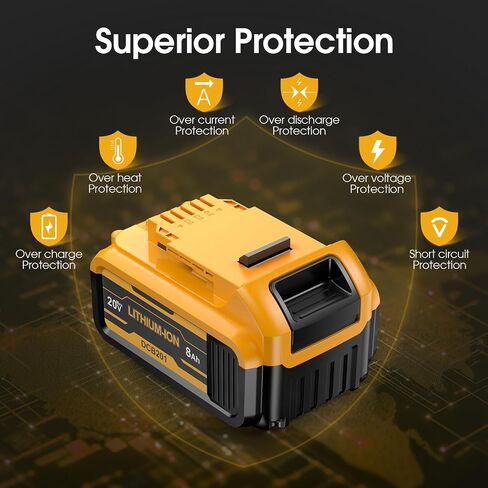4 Pack 8.0ah Replacement for dewalt 20v max Battery Lithium | | Compatible with DCB208 DCB200 DCB206 DCB205 DCB203 Apply dewalt 20v max Cordless Power Tools in Saudi Arabia