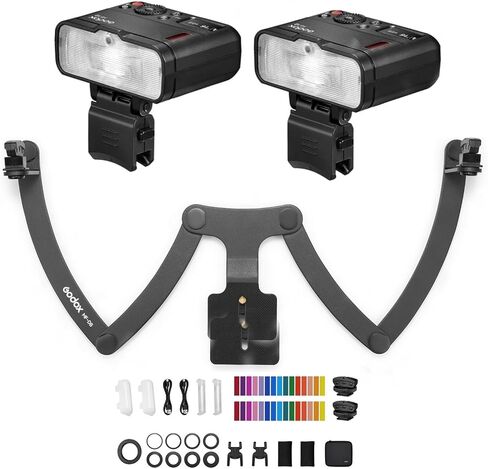 Godox MF12-K2 Macro Flash + MF-DB Flash Mount 2.4G Wireless TTL M Mode with Color Filter, Cold Shoe, Flash Stand for Portrait, Macro Photography, Dental Photography for Nikon/Sony/Canon Cameras in Kuwait