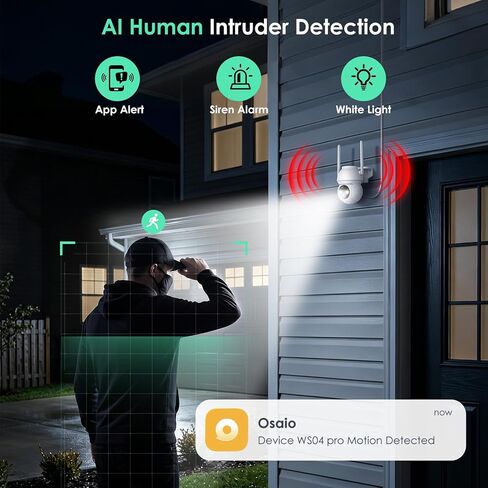 YOTON Solar Security Camera Wireless Outdoor | PIR Human Detection, Color Night Vision, Two-Way Audio, IP66 Waterproof, Spotlight & Siren, 2.4GHz WiFi, Battery Powered in Kuwait