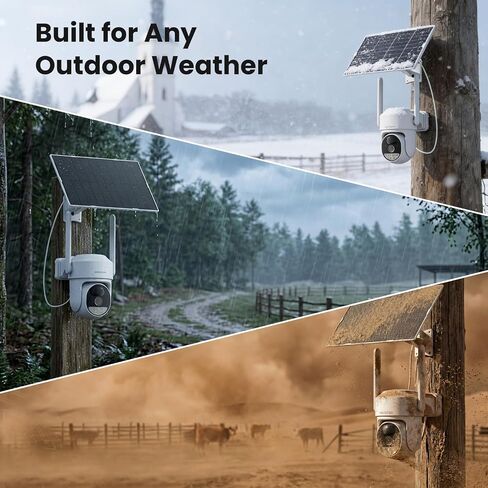 4G LTE Cellular Security Camera Wireless Outdoor Solar Powered | 24/7 Recording No WiFi Security Camera, Smart Motion Detection, 4MP Color Night Vision, Phone Access, 64GB SD Card Included in Kuwait