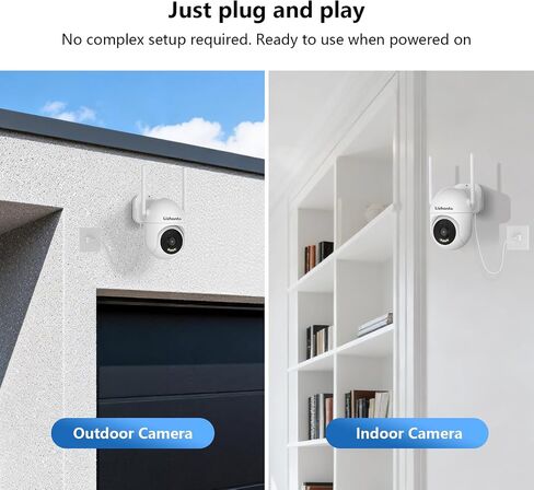 3MP 2K Plug-in WiFi Outdoor Security Camera for Home Surveillance | Full Color Night Vision, 2.4G/5GHz Dual-Band WiFi, Motion Alerts, 2-Way Audio, Waterproof for Garage Porch Eave in Kuwait