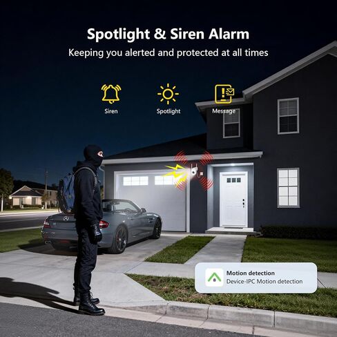 3MP 2K Plug-in WiFi Outdoor Security Camera for Home Surveillance | Full Color Night Vision, 2.4G/5GHz Dual-Band WiFi, Motion Alerts, 2-Way Audio, Waterproof for Garage Porch Eave in Kuwait