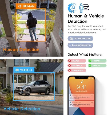 Amcrest 5MP AI Turret IP PoE Camera w/ 49ft Nightvision, Security IP Camera Outdoor, Built-in Mic, Human & Vehicle Detection, Active Deterrent, 129° FOV, 5MP@20fps IP5M-T1277EW-AI (Renewed) in Kuwait