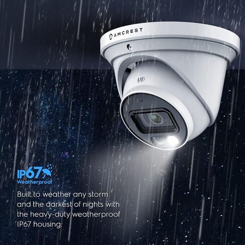 Amcrest 5MP AI Turret IP PoE Camera w/ 49ft Nightvision, Security IP Camera Outdoor, Built-in Mic, Human & Vehicle Detection, Active Deterrent, 129° FOV, 5MP@20fps IP5M-T1277EW-AI (Renewed) in Kuwait