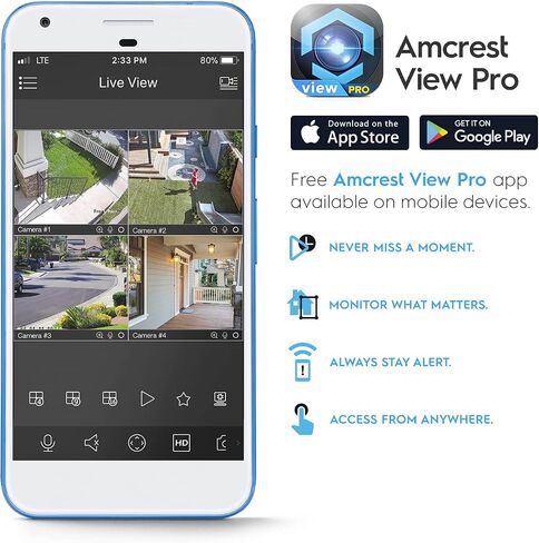Amcrest 5MP AI Turret IP PoE Camera w/ 49ft Nightvision, Security IP Camera Outdoor, Built-in Mic, Human & Vehicle Detection, Active Deterrent, 129° FOV, 5MP@20fps IP5M-T1277EW-AI (Renewed) in Kuwait