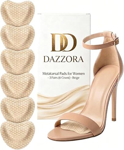 Metatarsal Pads Women, Ball of Foot Cushions, Gel Inserts, 3 Pairs | 3 pairs gel metatarsal pads for women, ball of foot cushions shoe inserts for high heels, flats & sandals, Beige in Saudi Arabia
