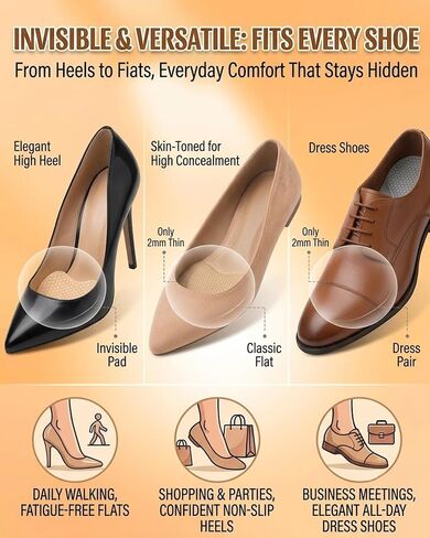 Metatarsal Pads Women, Ball of Foot Cushions, Gel Inserts, 3 Pairs | 3 pairs gel metatarsal pads for women, ball of foot cushions shoe inserts for high heels, flats & sandals, Beige in Saudi Arabia