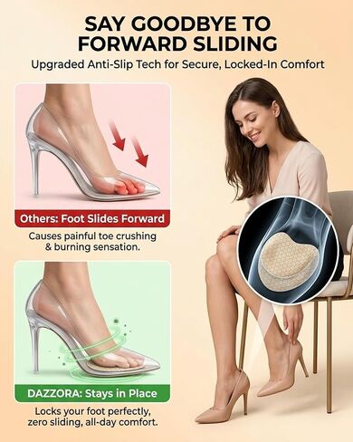 Metatarsal Pads Women, Ball of Foot Cushions, Gel Inserts, 3 Pairs | 3 pairs gel metatarsal pads for women, ball of foot cushions shoe inserts for high heels, flats & sandals, Beige in Saudi Arabia