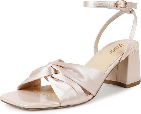 Block Heels for Womens Comfortable 2.75 Inch Wedding Shoes for Bride | Square Open Toe, Satin, Adjustable Ankle Strap, 2.75 Inch, Block Chunky Heel, Ideal for Wedding Party Prom Graduation Dressy in Kuwait