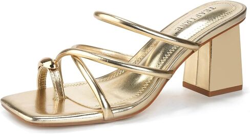 Block Heel for Women Square,Thong Flip Flop Heeled Sandals with Memory Foam | Plus Size Sandals,Perfect for Parties and Weddings in Kuwait