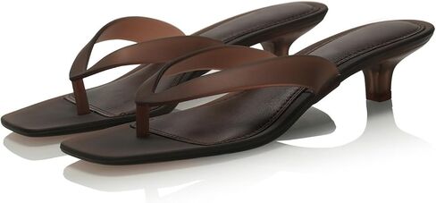 Jelly Kitten Heels Thong Sandals for Women Clear Frosted Square Open Toe Slip On Low Heeled Flip Flops Summer Transparent Vacation Beach Slides in Kuwait
