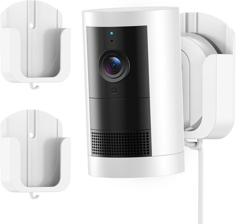 4PCS No Drill Adhesive Wall Mount Bracket for Ring Outdoor Cam Plus | Easy Installation with Strong Tape or Screws, Indoor Camera Mount Compatible with Ring Cameras for Home Surveillance, White in Saudi Arabia