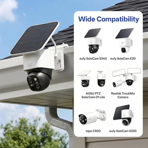 2 Pack Gutter Mount for Eufy SoloCam S340/E30, No Drill Security Camera Bracket, Stainless Steel Weatherproof Holder, Compatible with Outdoor Solar & IP PTZ Cameras in Kuwait