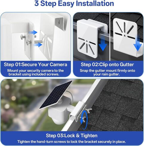 2 Pack Gutter Mount for Eufy SoloCam S340/E30, No Drill Security Camera Bracket, Stainless Steel Weatherproof Holder, Compatible with Outdoor Solar & IP PTZ Cameras in Kuwait