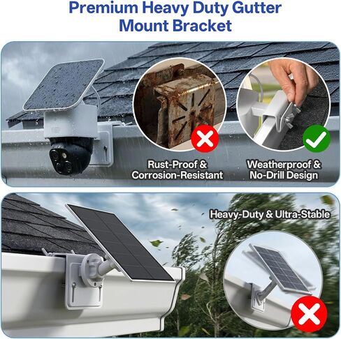 2 Pack Gutter Mount for Eufy SoloCam S340/E30, No Drill Security Camera Bracket, Stainless Steel Weatherproof Holder, Compatible with Outdoor Solar & IP PTZ Cameras in Kuwait