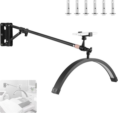 SITTO Wall Mounted Half Moon Beauty Light, LED Hanging Lash Lamp, Black | Beauty moon light with Phone Holder, Dimmable Brightness for Tattoo, Nail, Barbershop, Eyelash Extension, Skincare in Kuwait
