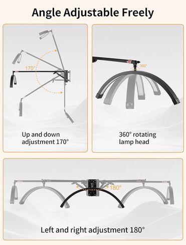 SITTO Wall Mounted Half Moon Beauty Light, LED Hanging Lash Lamp, Black | Beauty moon light with Phone Holder, Dimmable Brightness for Tattoo, Nail, Barbershop, Eyelash Extension, Skincare in Kuwait