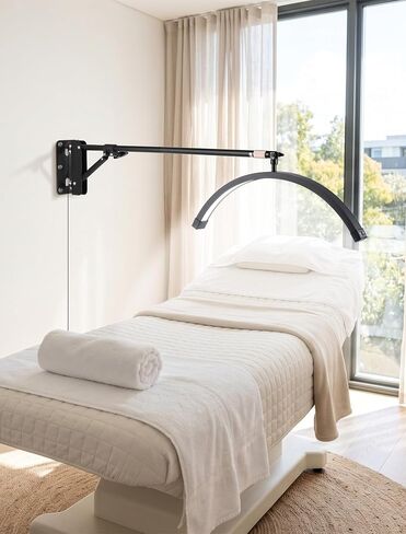 SITTO Wall Mounted Half Moon Beauty Light, LED Hanging Lash Lamp, Black | Beauty moon light with Phone Holder, Dimmable Brightness for Tattoo, Nail, Barbershop, Eyelash Extension, Skincare in Kuwait