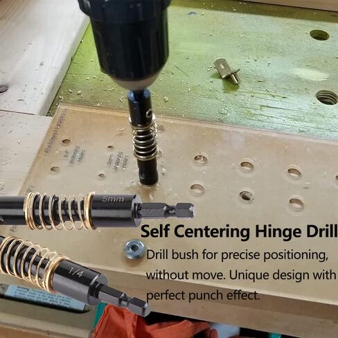 Watris Veiyi Self Centering Hinge Drill, Hex Shank Centering Bits, 5mm&1/4" | Drill Bit Set, Center Hole Bit, Door Window Cabinet Centering Drill Bits Hinge Opening Tool in Kuwait