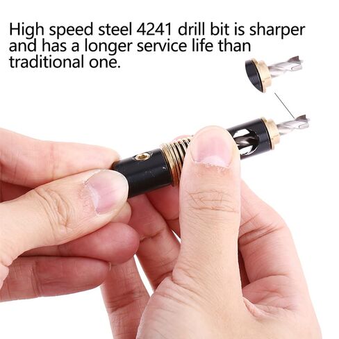 Watris Veiyi Self Centering Hinge Drill, Hex Shank Centering Bits, 5mm&1/4" | Drill Bit Set, Center Hole Bit, Door Window Cabinet Centering Drill Bits Hinge Opening Tool in Kuwait