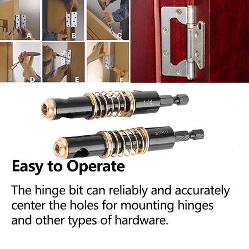 Watris Veiyi Self Centering Hinge Drill, Hex Shank Centering Bits, 5mm&1/4" | Drill Bit Set, Center Hole Bit, Door Window Cabinet Centering Drill Bits Hinge Opening Tool in Kuwait