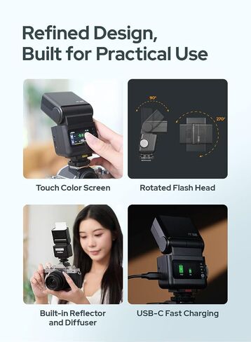 Godox IT32 TTL Camera Flash with X5 C Flash Trigger for Canon Cameras,Magnetic Hotshoe&Trigger 2-in-1,Colorful Touch Screen,Rotatable Flash Head, TTL&HSS,Incompatible with R50/R50V in Kuwait
