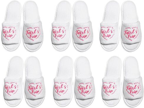 6 Pairs Disposable Open Toe Slippers for Women, Soft Cozy Indoor House Shoes for Hotel, Bachelorette Party & Girls Getaway in Kuwait