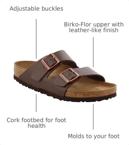 Birkenstock Women's Arizona Birko-Flo Dark Brown Birko-flor Sandals - 43R EU (US Men EU's 10-10.5,US Women EU's 12-12.5) in Kuwait