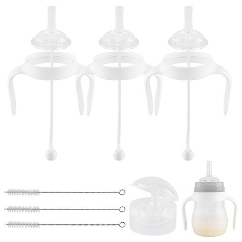 Straw Cup Conversion Kit for Mam Bottles, Spill-Proof Transition Kit with Silicone Straw Nipple, Weighted Straw, Handle, 3 Pack, 6m+ in Kuwait