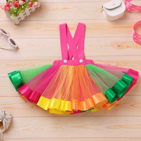 IBTOM CASTLE Toddler Baby Girl Clown Circus Outfit Short Sleeve Bowknot T-shirt Top and Rainbow Suspender Skirt 2pcs Set 1st 2nd 3rd 4th Birthday Cake Smash Photoshoot Dresses Pink 2-3 T in Kuwait