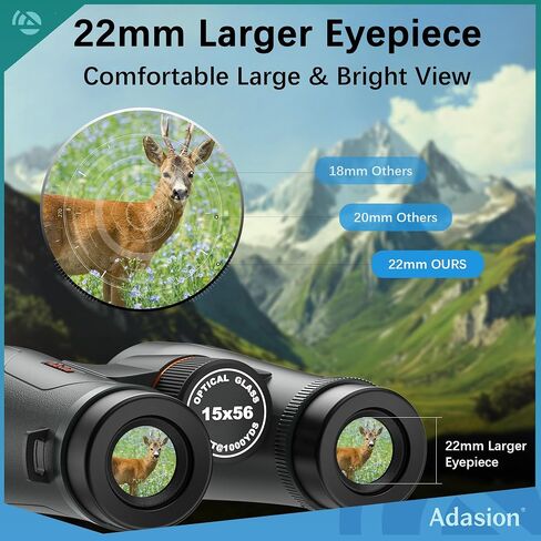 15x56 UHD Binoculars for Adults High Powered with Phone Adapter and Tripod, Super Powerful BAK4 Prism Waterproof Binoculars for Hunting Stargazing Bird Watching Hiking Safari Travel Sports in Kuwait