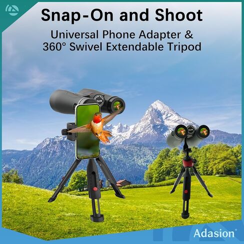 15x56 UHD Binoculars for Adults High Powered with Phone Adapter and Tripod, Super Powerful BAK4 Prism Waterproof Binoculars for Hunting Stargazing Bird Watching Hiking Safari Travel Sports in Kuwait