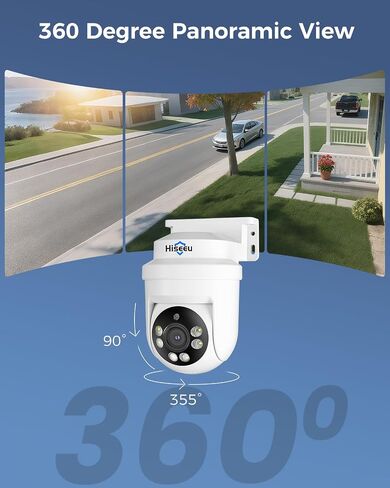 Hiseeu 3K PTZ Wired Security Camera System Outdoor with Audio | Color Night Vision,8 x 5MP IP67 CCTV Cameras,5MP DVR 8CH,1TB HDD,360°Coverage,Person/Vehicle Detection,Alarm Spotlight in Kuwait