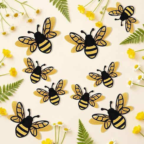 24 Pcs 3D Bee Wall Decor Shining Big Bumble Bees Decorations | 30 Adhesive Points, 2 Size Double Layer, Glitter Honey Bee Sticker in Kuwait