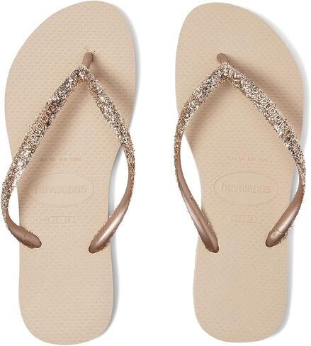 Havaianas Slim Glitter II Flip Flop Sandal Sand Grey 37/38 Brazil (US Men's 5/6, Women's 7/8) M in Kuwait
