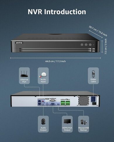ANNKE 32CH 12MP Network Video Recorder, AI Motion Detection, No HDD, Black | H.265+ 32 Channel NVR, Work with 12/8/6/5/4MP PoE IP Cameras, Home & Business Surveillance, Easy Plug & Play, No PoE Port in Kuwait