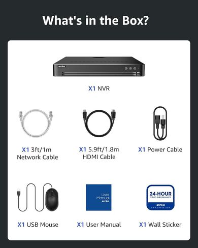 ANNKE 32CH 12MP Network Video Recorder, AI Motion Detection, No HDD, Black | H.265+ 32 Channel NVR, Work with 12/8/6/5/4MP PoE IP Cameras, Home & Business Surveillance, Easy Plug & Play, No PoE Port in Kuwait