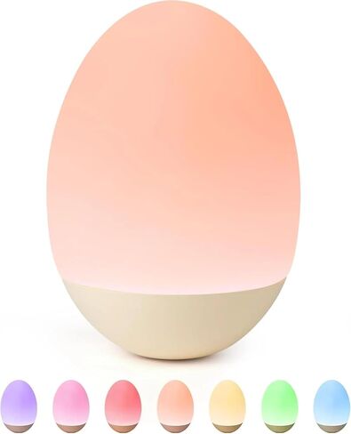 Egg Night Light for Nursery: Rechargeable Baby Touch Lamp | Soft rechargeable egg baby night light with touch control, stepless dimming and warm or RGB light for nursery and feeding in Kuwait