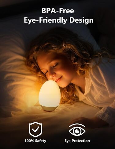 Egg Night Light for Nursery: Rechargeable Baby Touch Lamp | Soft rechargeable egg baby night light with touch control, stepless dimming and warm or RGB light for nursery and feeding in Kuwait