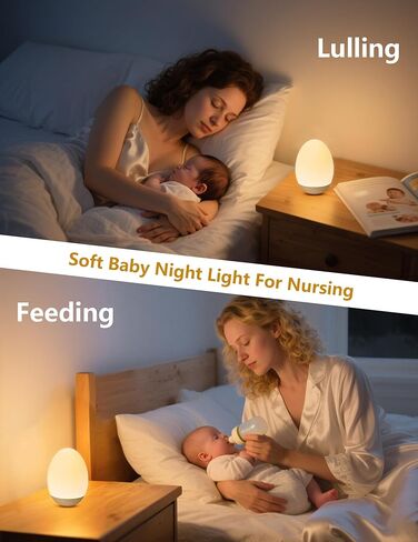 Egg Night Light for Nursery: Rechargeable Baby Touch Lamp | Soft rechargeable egg baby night light with touch control, stepless dimming and warm or RGB light for nursery and feeding in Kuwait